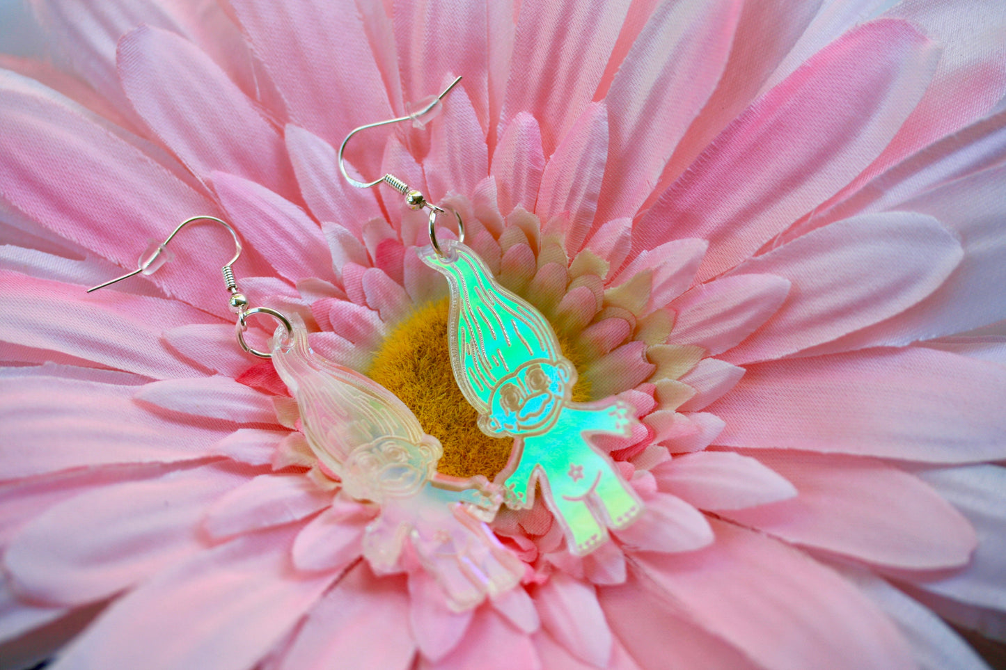 Troll Earrings- Y2K Iridescent Nostalgia