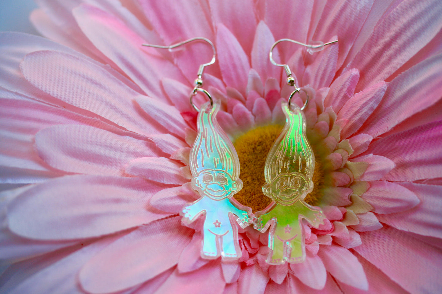 Wholesale- Troll Earrings- Y2K Iridescent Nostalgia