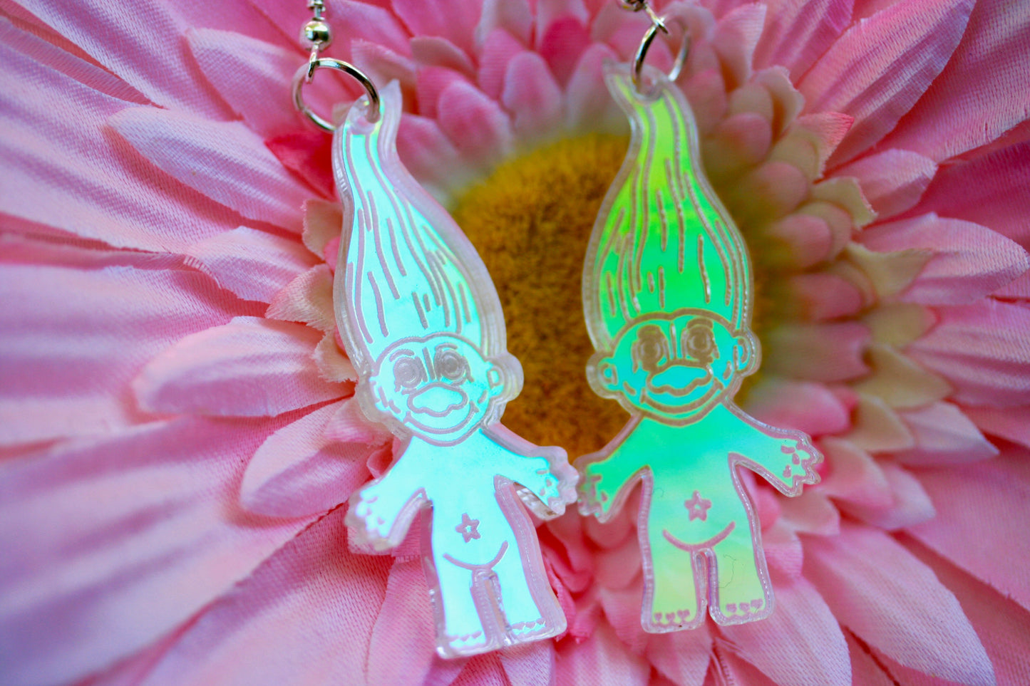 Troll Earrings- Y2K Iridescent Nostalgia