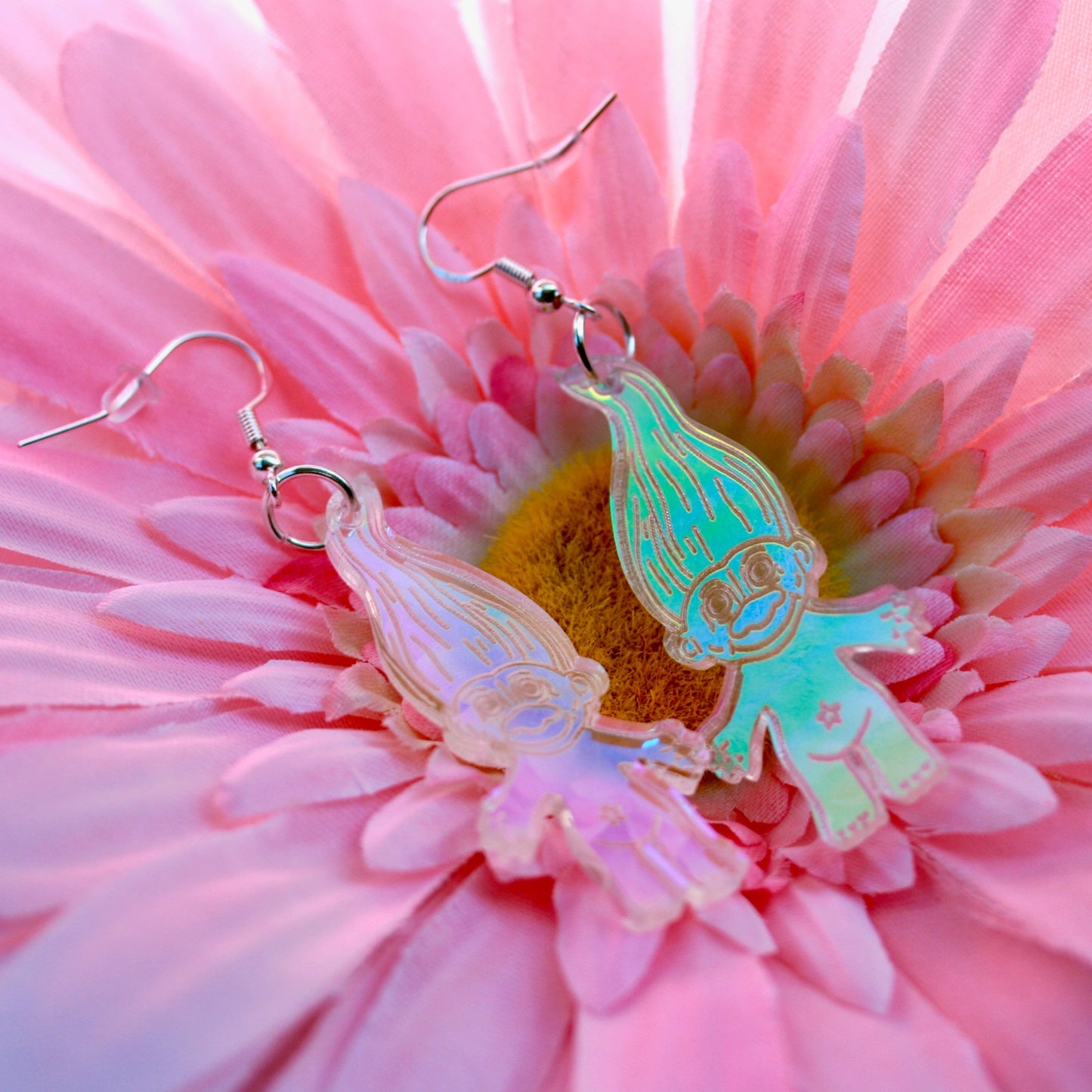 Wholesale- Troll Earrings- Y2K Iridescent Nostalgia