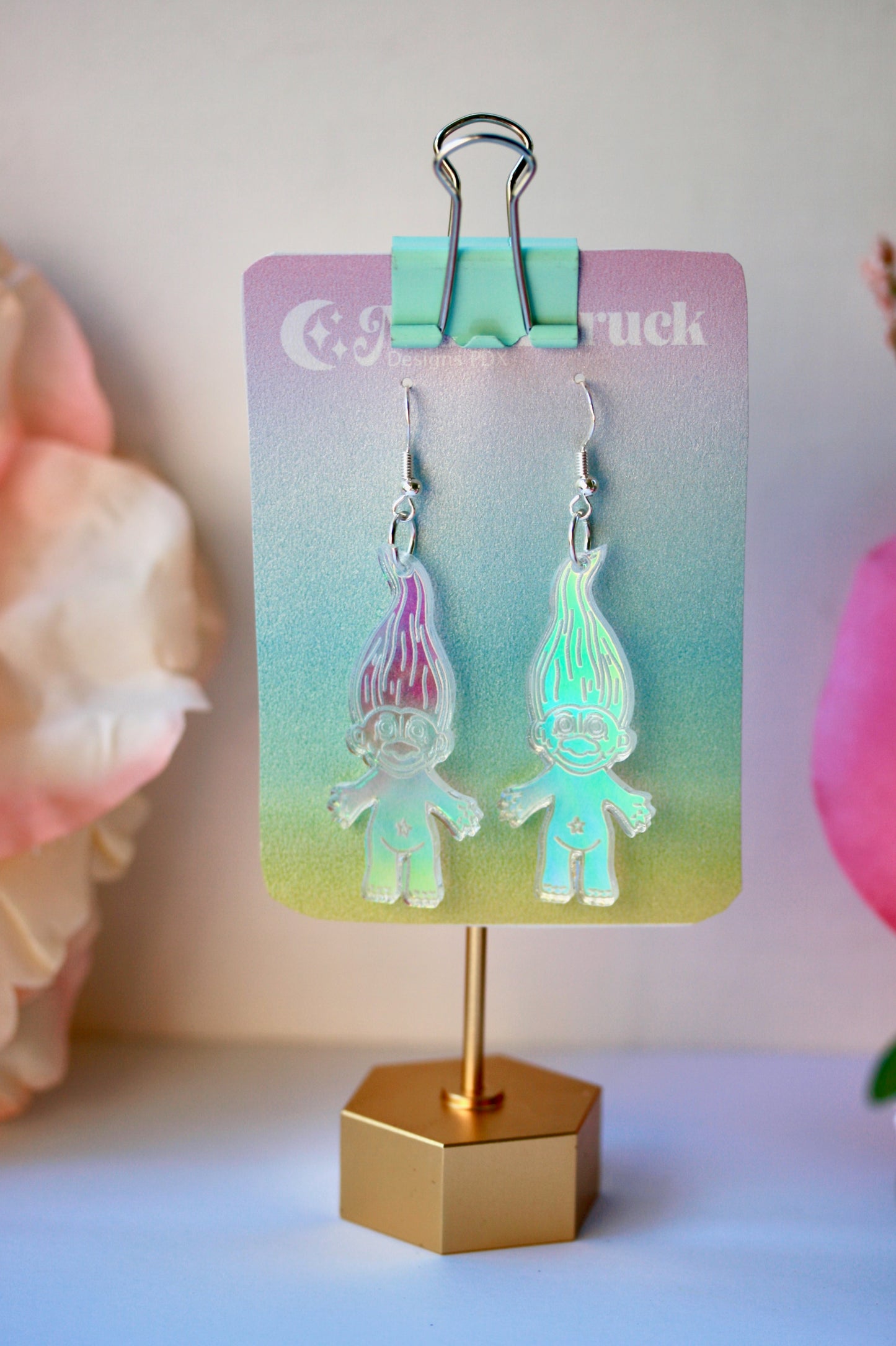 Wholesale- Troll Earrings- Y2K Iridescent Nostalgia