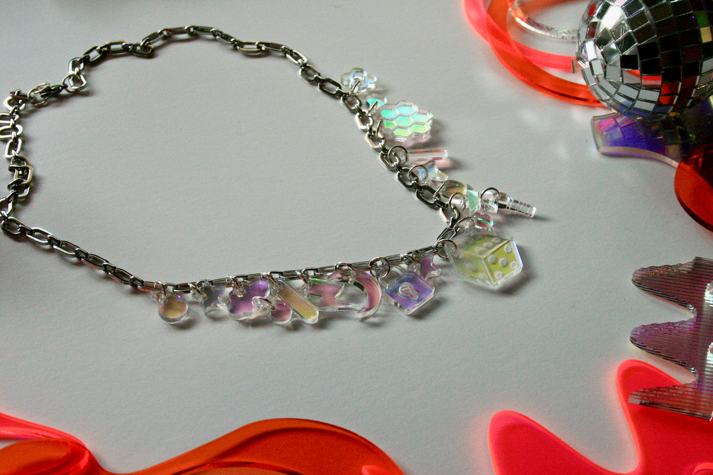 Iridescent Charm Necklace - OOAK One of a Kind Detailed