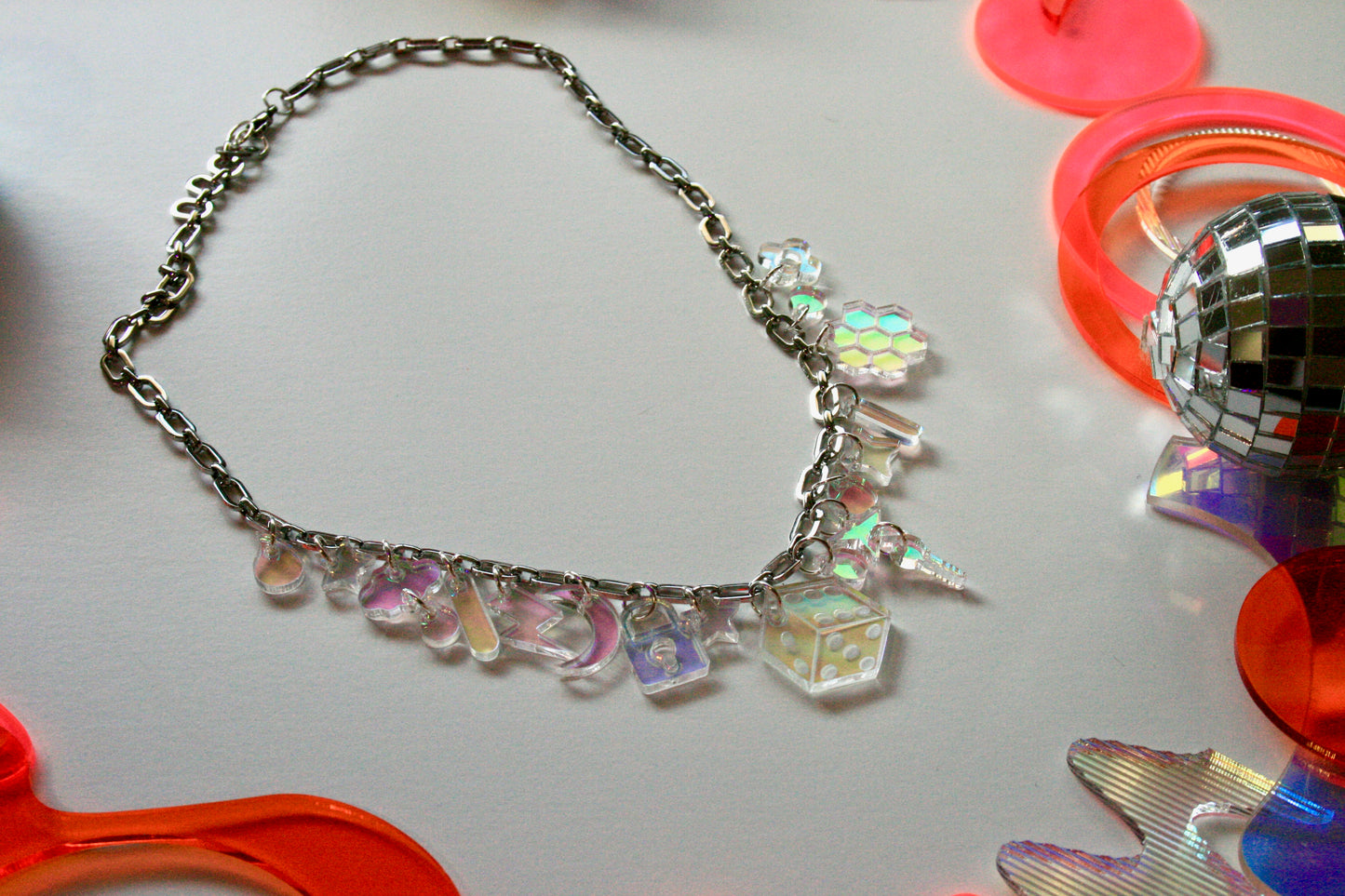 Iridescent Charm Necklace - OOAK One of a Kind Detailed