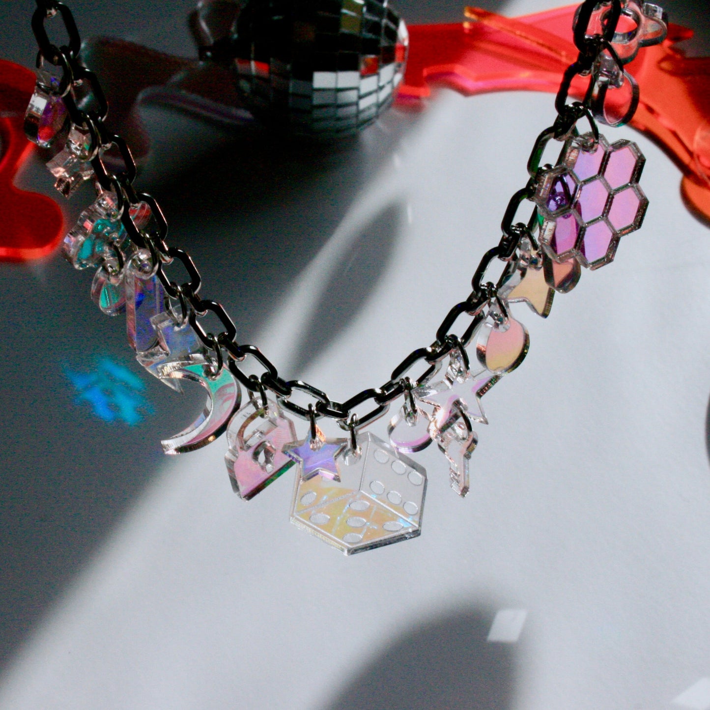 Iridescent Charm Necklace - OOAK One of a Kind Detailed