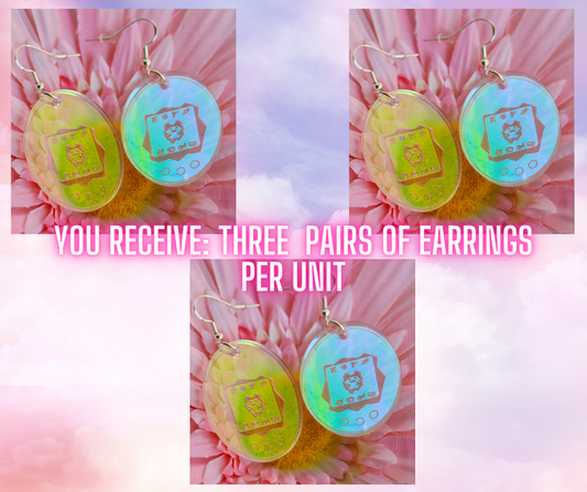 Wholesale- Tama Gotchi Digital Pet Earrings- 90s Y2K Iridescent Nostalgia