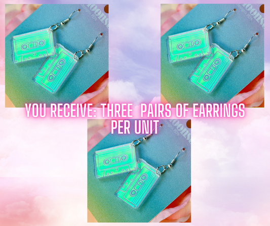 Wholesale- Tape Cassette Earrings - 80s Retro Tech Nostalgia Y2K