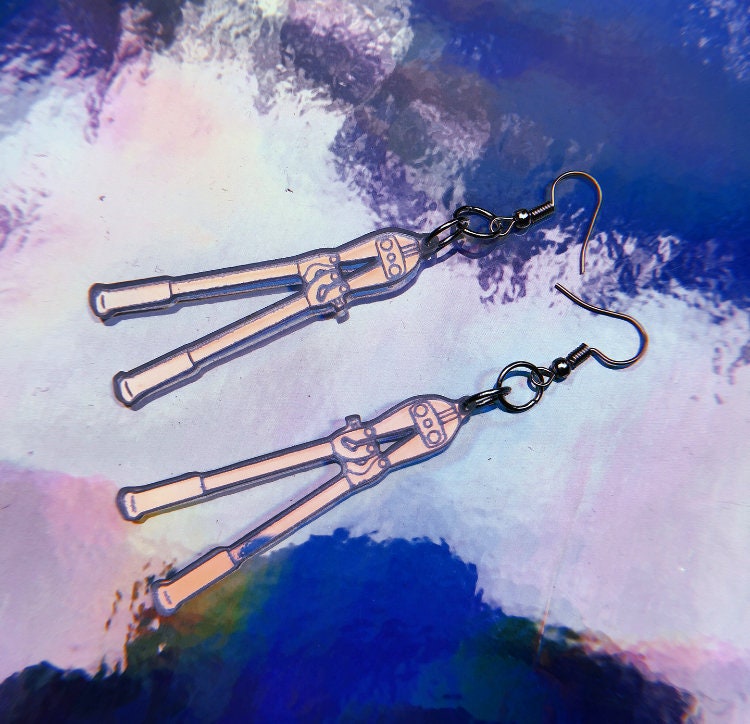 Fiona Apple Fetch the Bolt Cutters Earrings- Lasercut Iridescent The Idler Wheel Paper Bag Criminal Kate Bush Tori Amos Freedom Symbol Holo