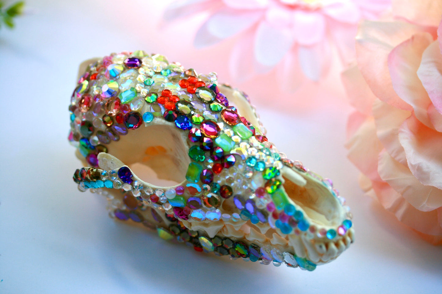 Bejeweled Skull- Bedazzled Jeweled Decorated Rainbow Kitsch Decoration Wall Hanging OOAK Craft Sparkly Animal Oddity Taxidermy Coyote Pastel
