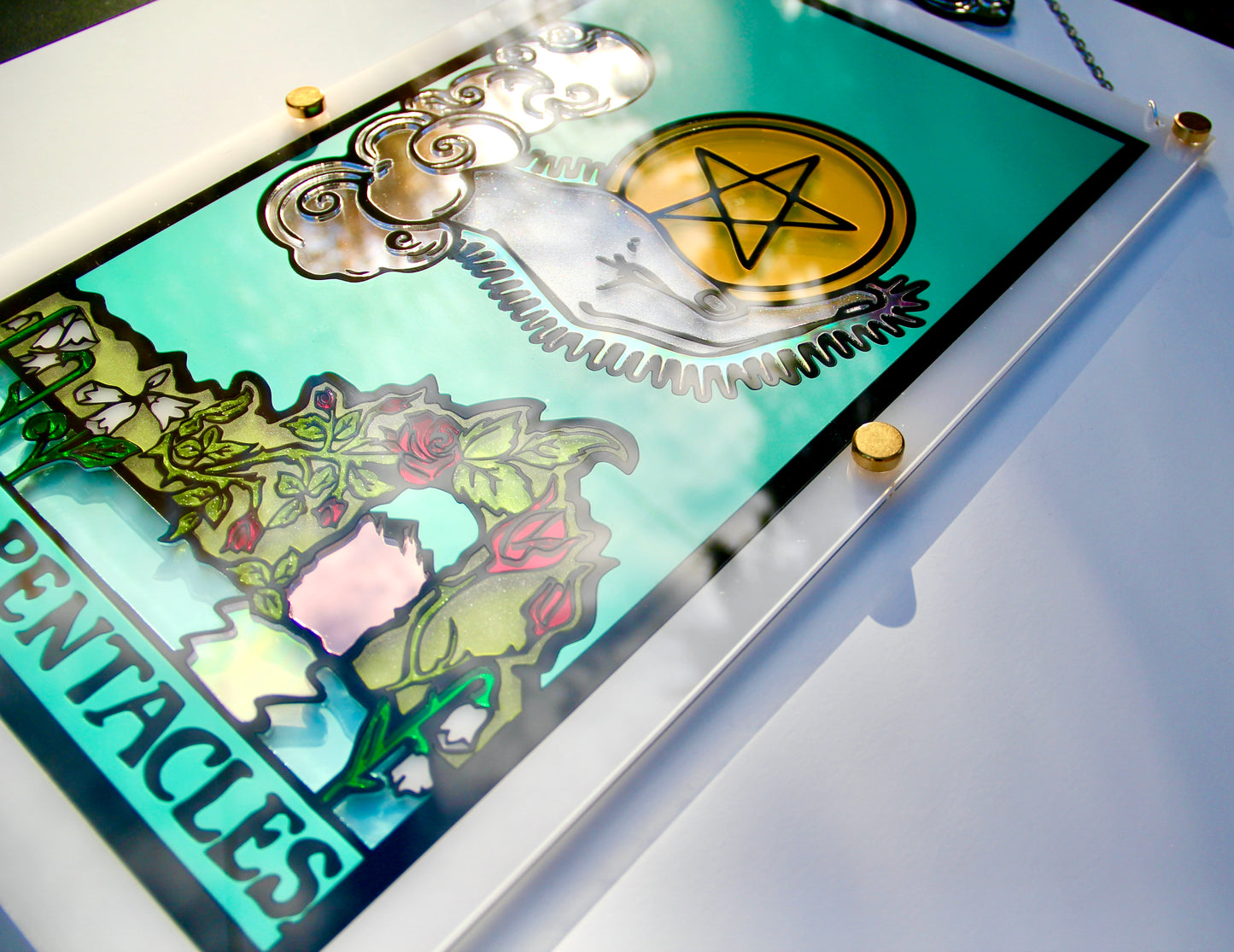 Ace of Pentacles Tarot Wall Hanging- Home Decor OOAK