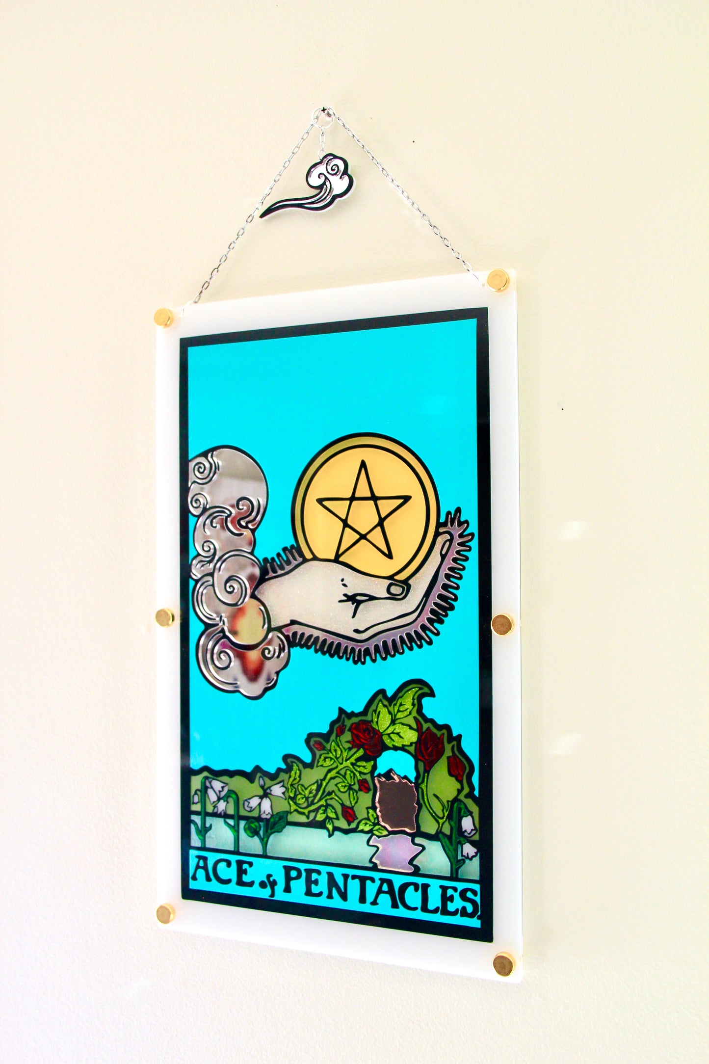 Ace of Pentacles Tarot Wall Hanging- Home Decor OOAK