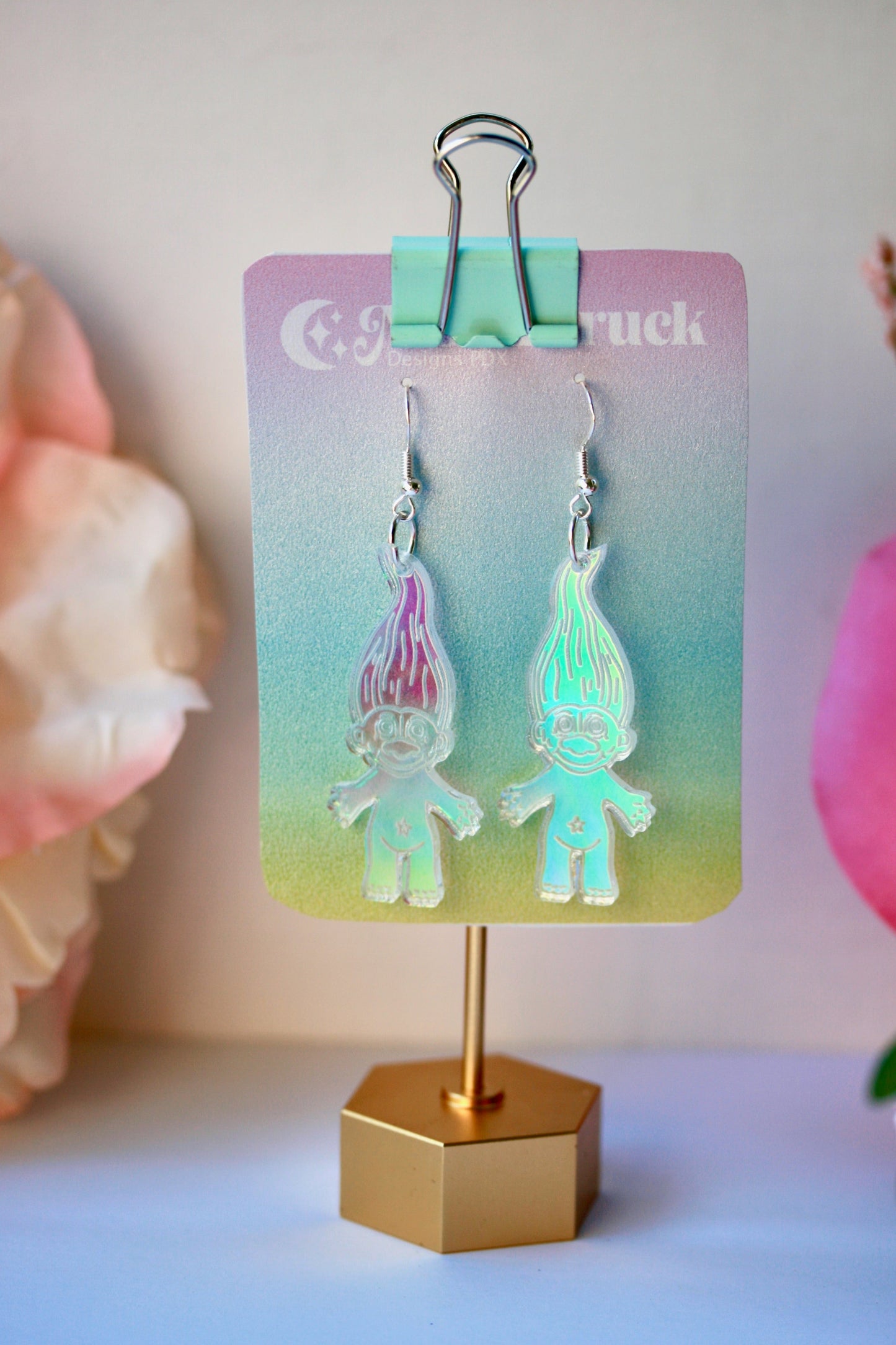 Troll Earrings- Y2K Iridescent Nostalgia