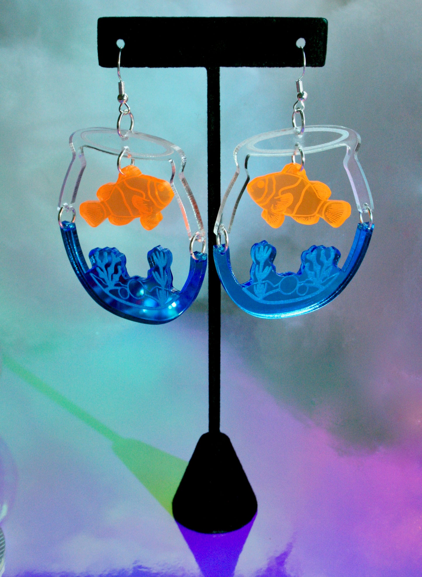 Wholesale- Fishbowl Earrings- Aquatic Water Ocean Clownfish