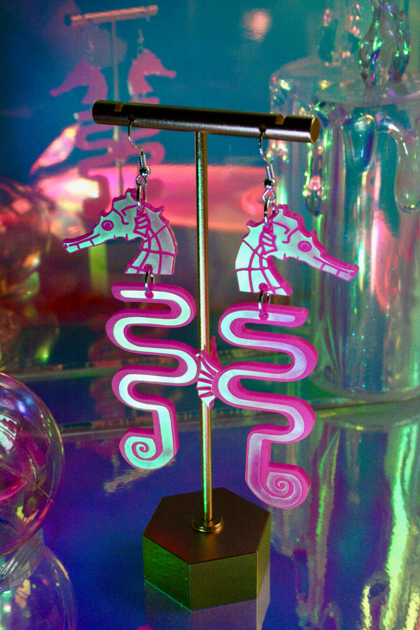 Wholesale- Seahorse Earrings- Aquatic Ocean 3D Aquarium Water