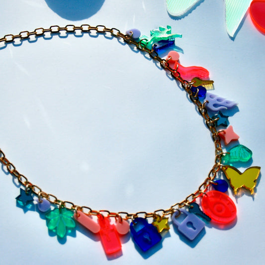 Tropical Charm Necklace #2 - Rainbow OOAK One of a Kind Detailed