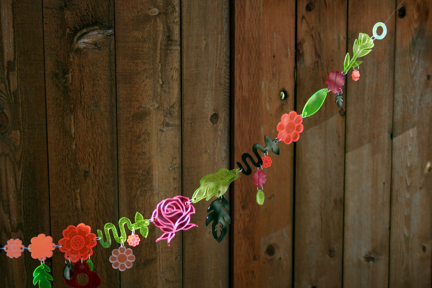 Large Floral Chain- Wall Hanging Garland Window Ornament Home Decor Whimsical Rainbow Flowers Neon Sparkle Dopamine (Copy)