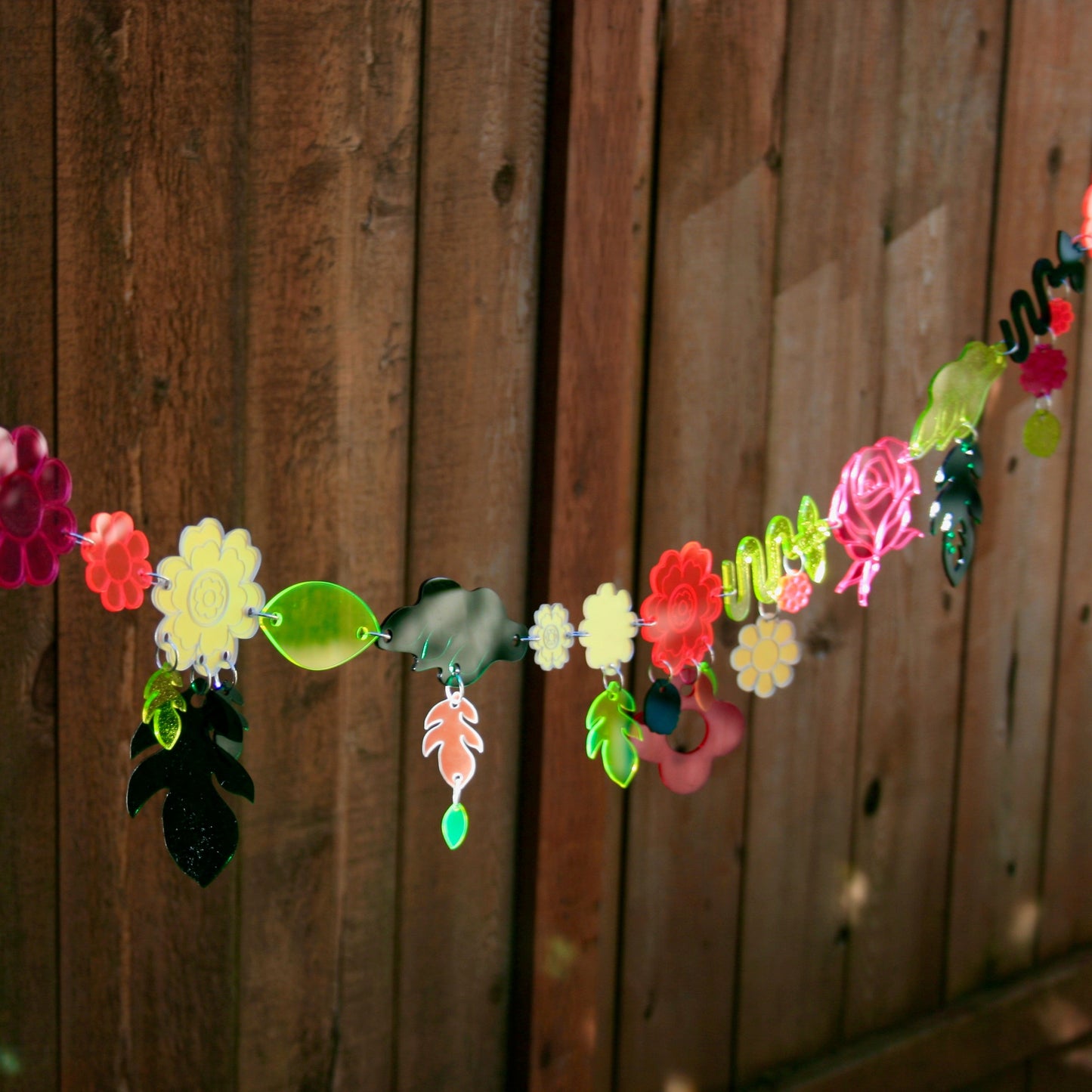 Large Floral Chain- Wall Hanging Garland Window Ornament Home Decor Whimsical Rainbow Flowers Neon Sparkle Dopamine (Copy)