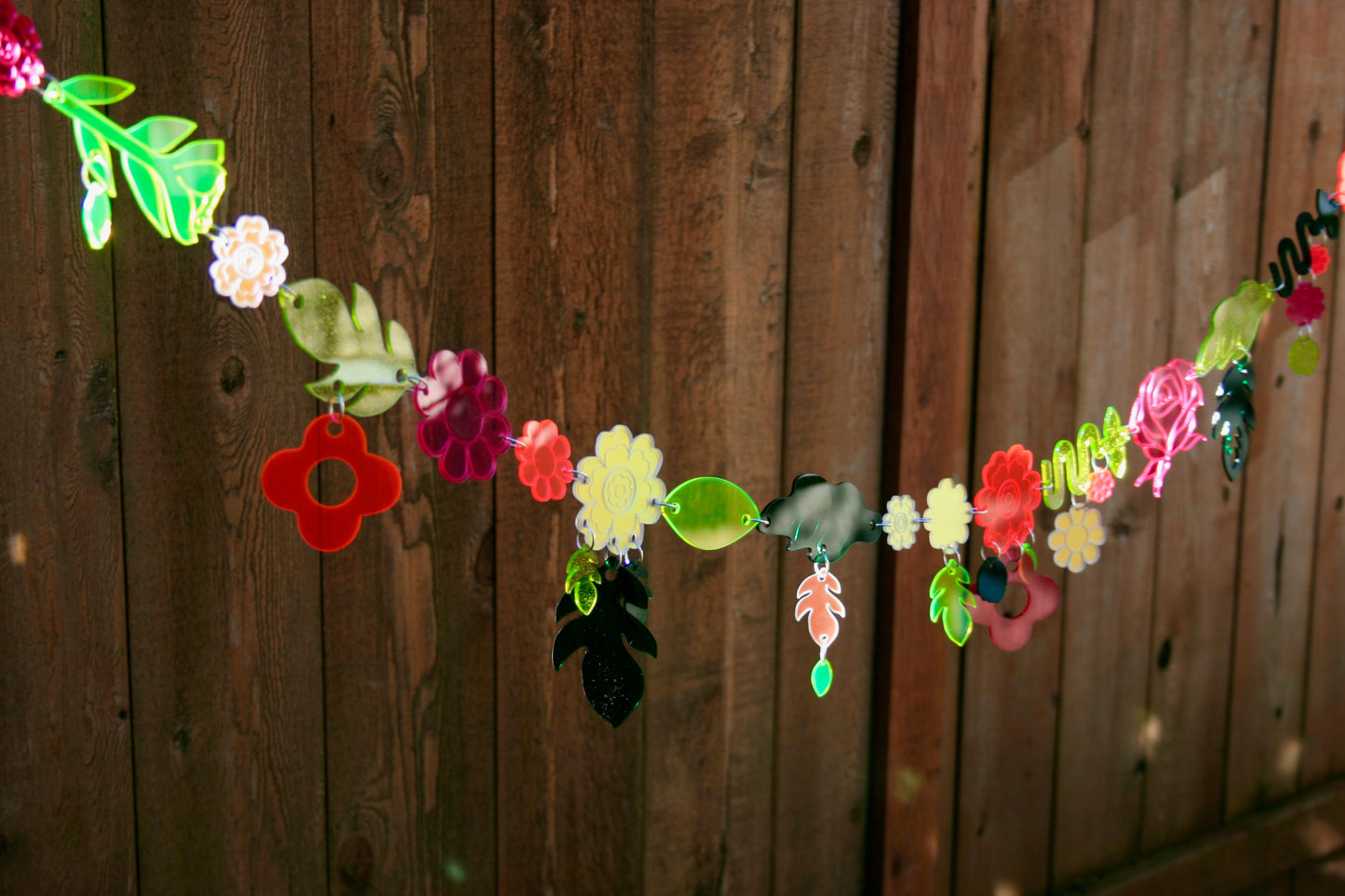 Large Floral Chain- Wall Hanging Garland Window Ornament Home Decor Whimsical Rainbow Flowers Neon Sparkle Dopamine (Copy)