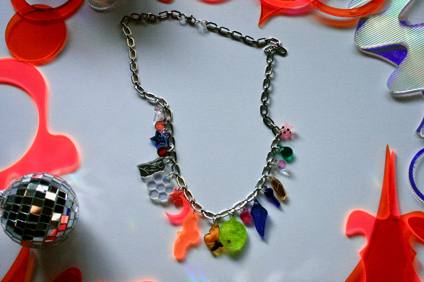 Rainbow Charm Necklace - OOAK One of a Kind Detailed