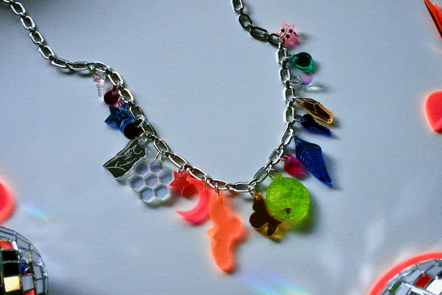 Rainbow Charm Necklace - OOAK One of a Kind Detailed