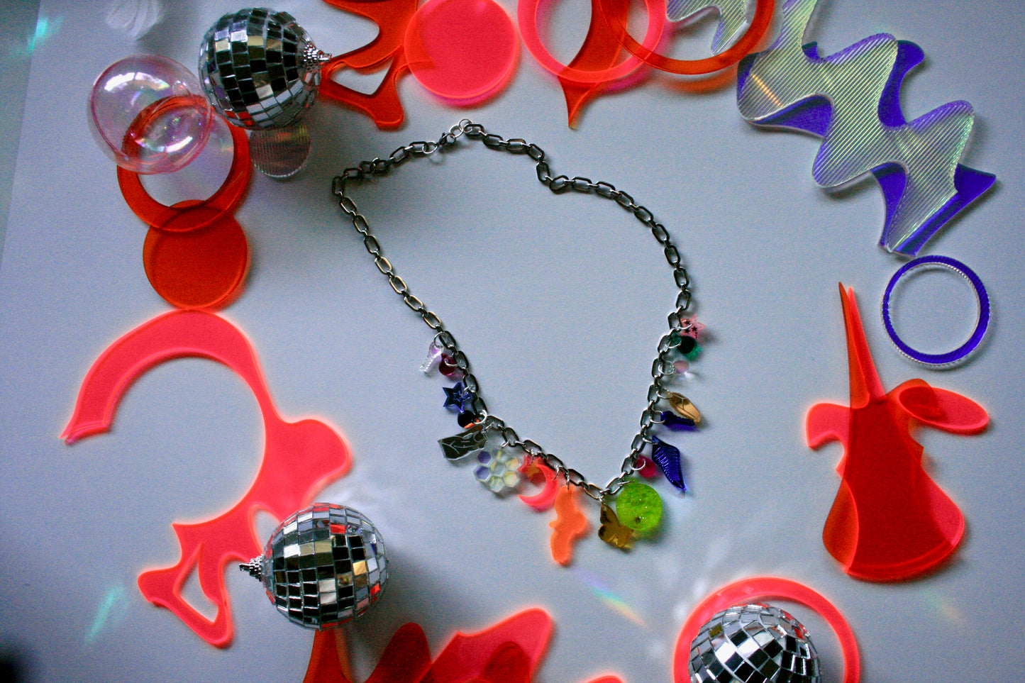 Rainbow Charm Necklace - OOAK One of a Kind Detailed