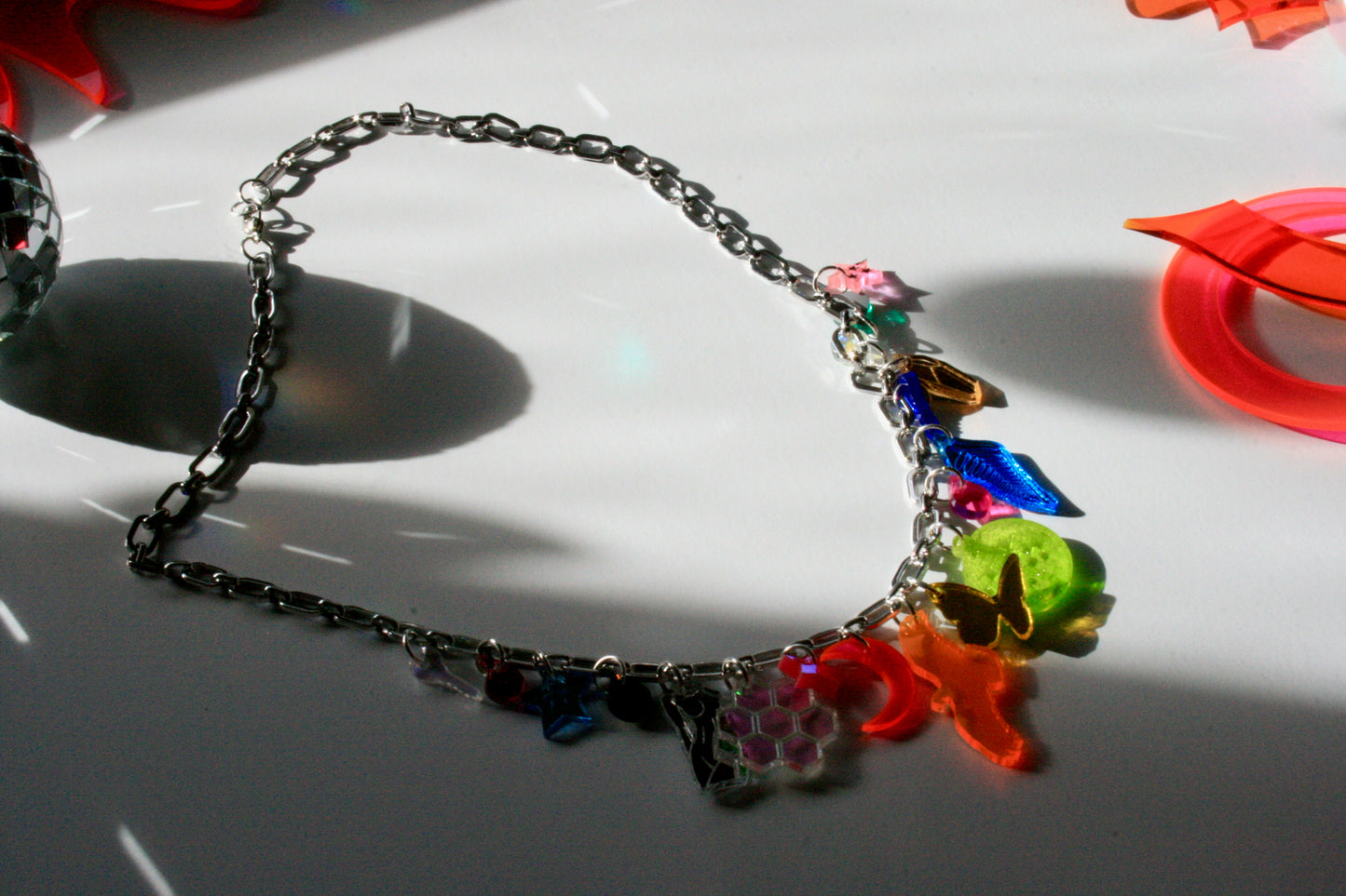 Rainbow Charm Necklace - OOAK One of a Kind Detailed