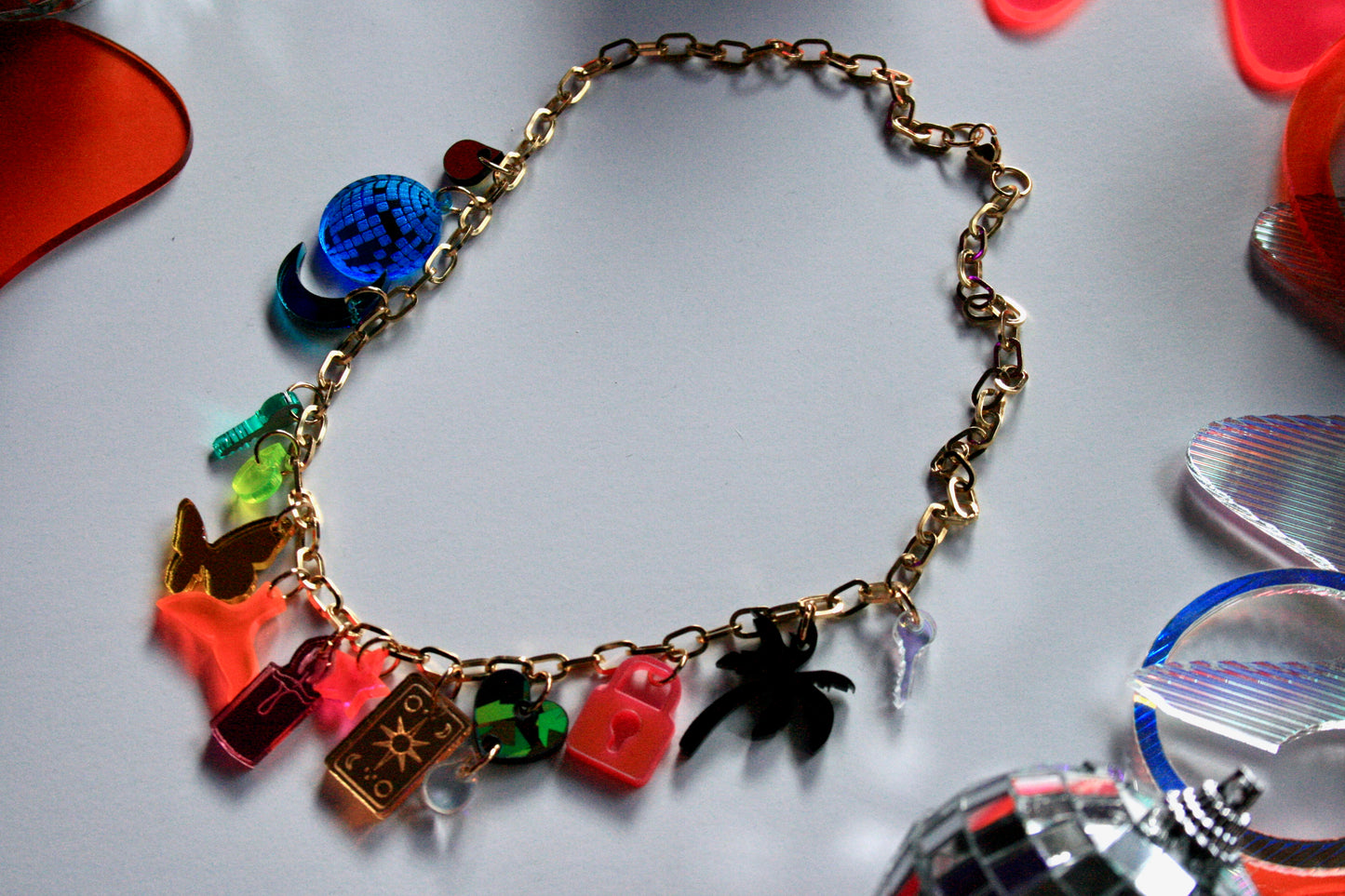 Rainbow Charm Necklace - OOAK One of a Kind Detailed