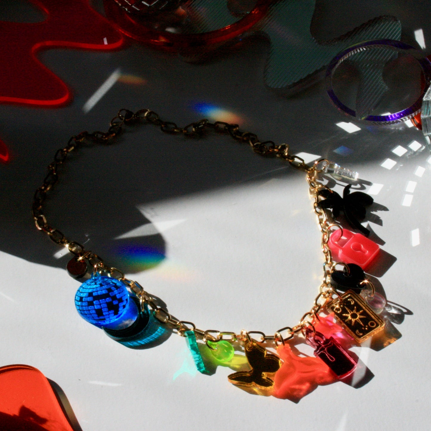 Rainbow Charm Necklace - OOAK One of a Kind Detailed