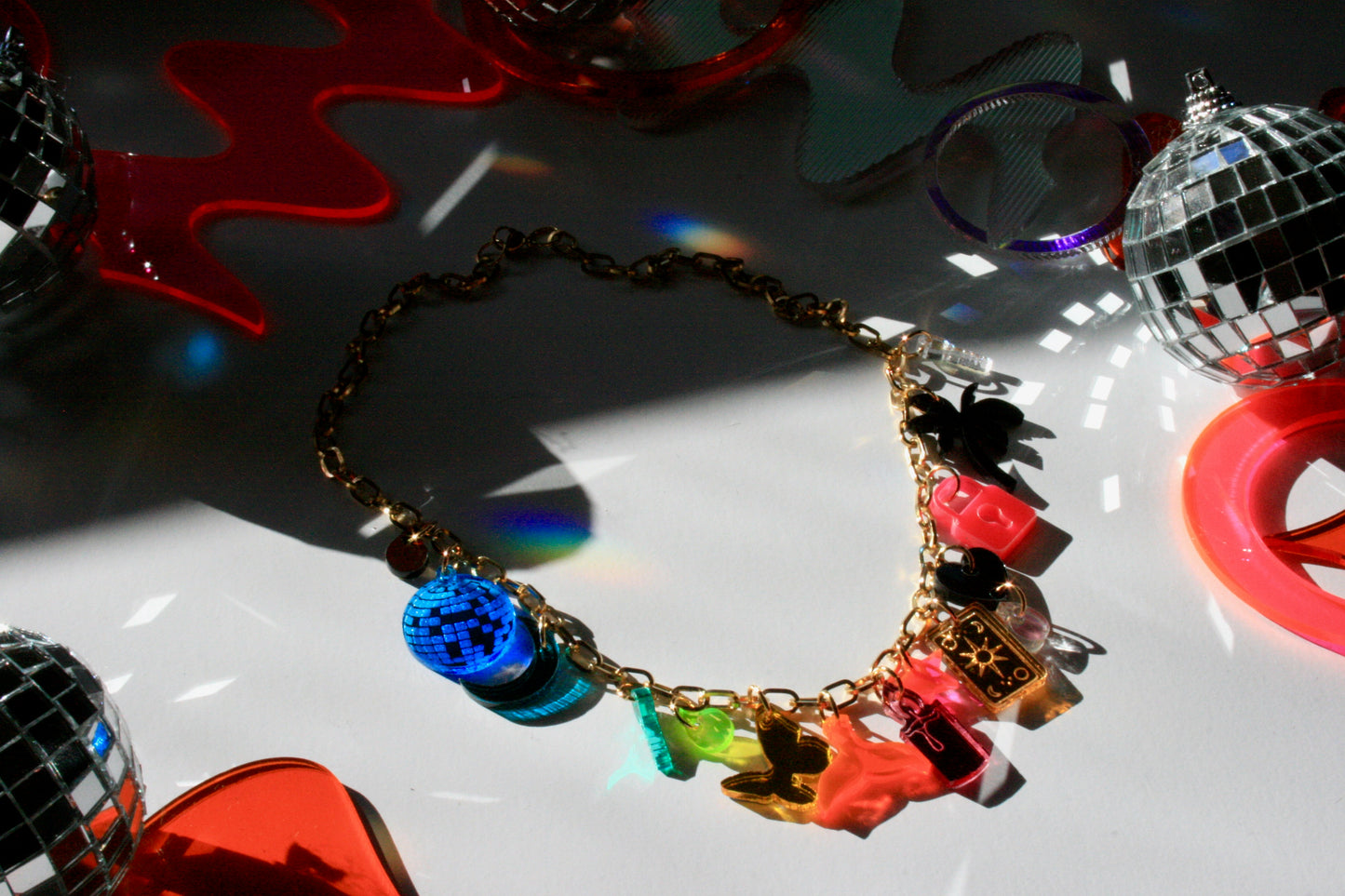 Rainbow Charm Necklace - OOAK One of a Kind Detailed