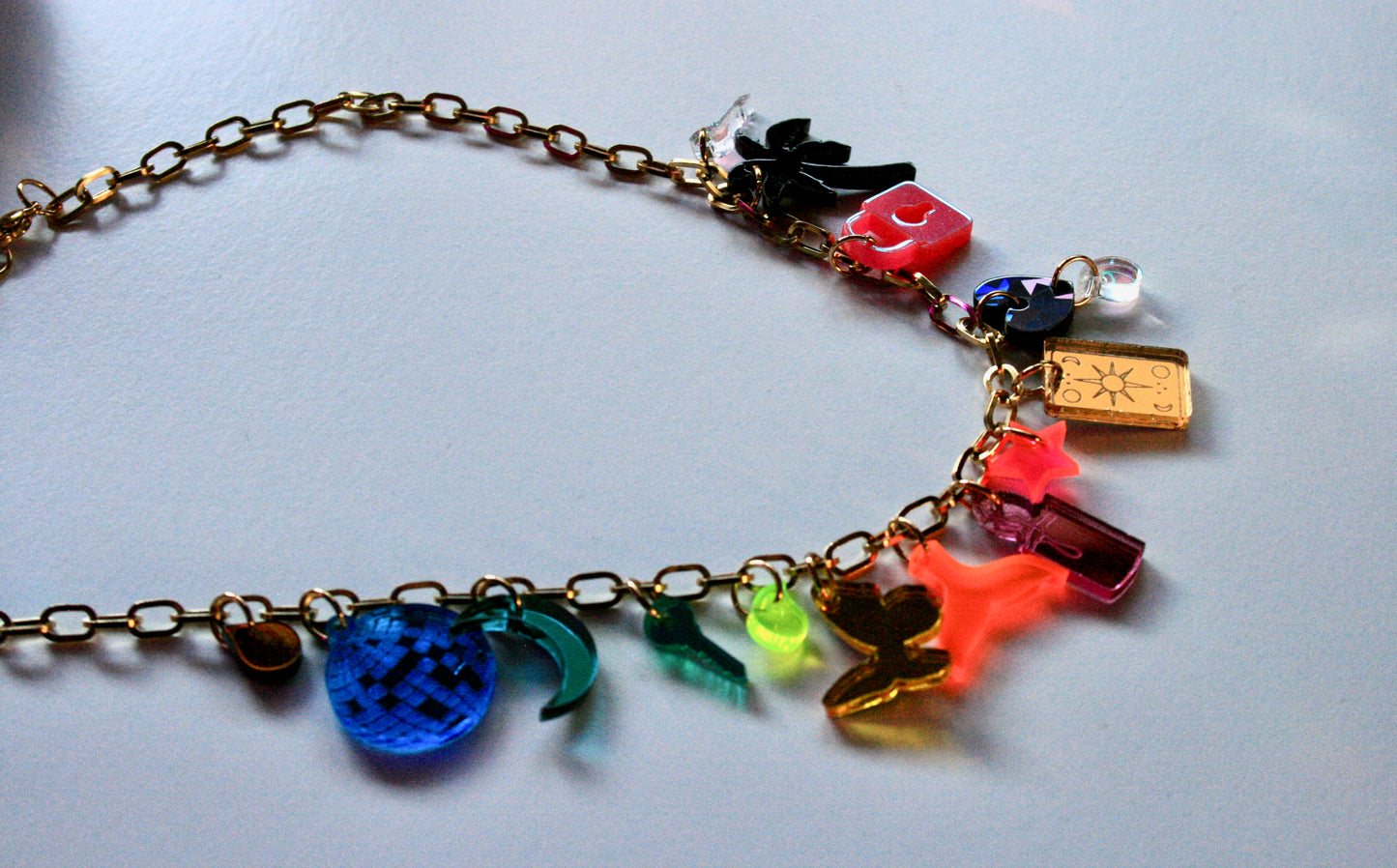 Rainbow Charm Necklace - OOAK One of a Kind Detailed